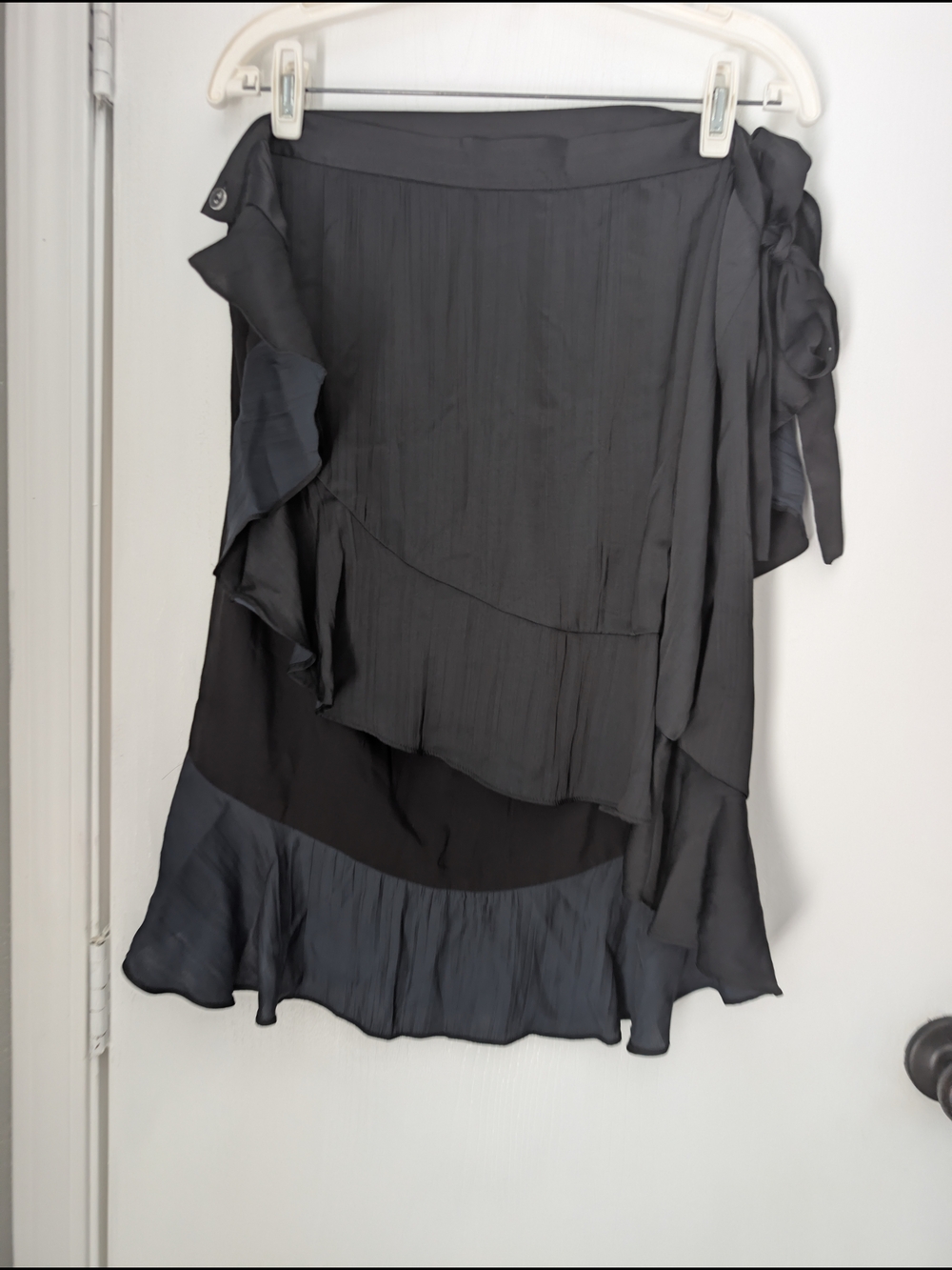 Anthropologie Charcoal Asymmetrical Ruffle Wrap Skirt